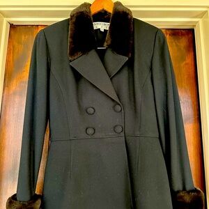 Vintage Novello- Bloom Black Fur Trim Suit